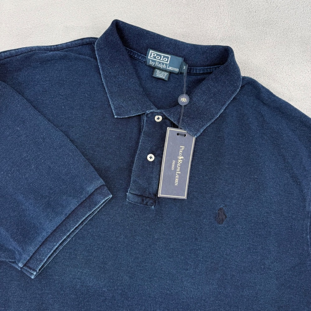 Polo Ralph Lauren Indigo Mens XXL Navy Blue Cotton Pique Short Sleeve Polo Shirt